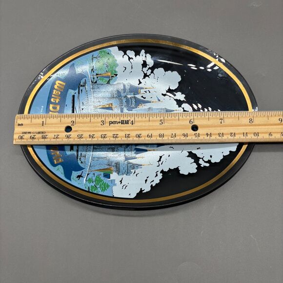 Vintage Walt Disney World Cinderella Castle Smoke Glass Souvenir Plate Oval '70s - Picture 5 of 6